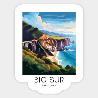 A Pop Art Travel Print of Big Sur - California - US Sticker